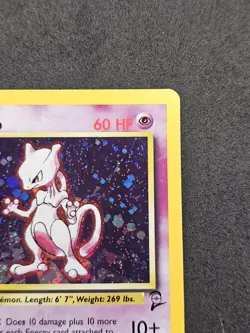 Pokemon TCG Mewtwo Base Set 2 Holo Rare Card 10/130 LP SWIRL - Image 2