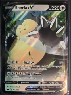 Pokemon Company Snorlax V 141/202 Swsh01 Sword & Shield UR Holo Full Art - Image 1