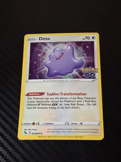 Ditto Holo Rare Pokemon GO 053/078 LP Pokemon Card TCG - Image 1