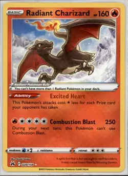 Radiant Charizard 020/159 SWSH: Crown Zenith Holo Rare Pokemon Card NM - Image 1