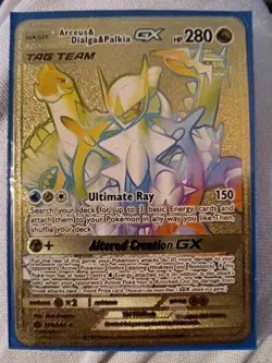 Arceus and Dialga and Palkia GX Golden Card Made of Metal 258/236. - Image 1