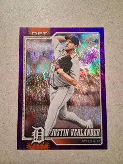 2026 Topps Series 2 #415 Justin Verlander Tigers Purple Holo Foil /250 - Image 1