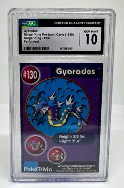 POP 1 ~ 1999 Burger King Pokemon Promos Gyarados Perforated #130 ~ BK Promo - Image 1