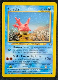 Corsola 37/75 Neo Discovery Regular MP WOTC Vintage Pokemon Yuka Morii - Image 1