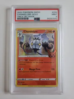 2023 Pokemon TCG Trick Or Trade Chandelure Rare PSA 9 - Image 1