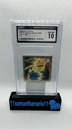 1999 Bulbasaur & Pikachu Pokemon Stickers Series Artbox Foil CGC 10 - Image 1