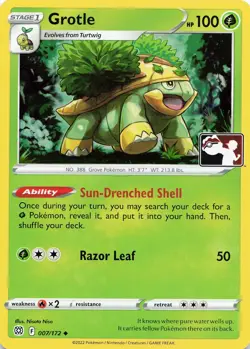 Pokemon Grotle Normal Prize Pack Series Cards #007/172 NM - Image 1