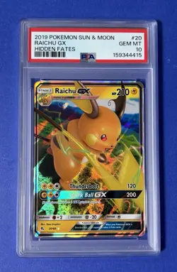 2019 Pokemon Sun & Moon Raichu GX Hidden Fates #20 PSA 10 GEM MT - Image 1