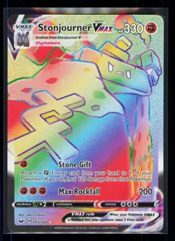 Pokemon Sword & Shield Stonjourner VMAX 205/202 Rainbow Rare Holo NM - Image 1