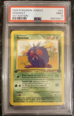 1999 Pokemon TCG Jungle 1st Edition #63 - Venonat PSA 9 - Image 1