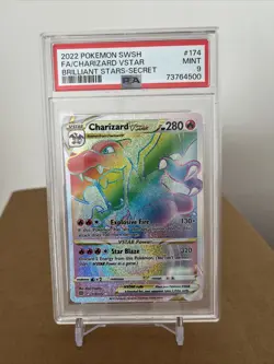2022 Pokemon Sword Shield Brilliant Stars Full Art Charizard VSTAR Secret PSA 9 - Image 1