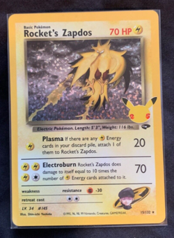 Rocket's Zapdos 15/132 Holo Rare - 2021 Pokemon Celebrations 25th Anniversary NM - Image 1