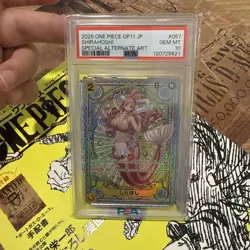 2025 ONE PIECE JAPANESE OP11-A FIST OF DIVINE SPEED #057 SHIRAHOSHI PSA 10 - Image 1