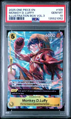 One Piece OP07-109 Luffy Illustration Box Vol 3 Promo Alternate Alt Art PSA 10 - Image 1