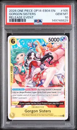 PSA 10 ONE PIECE OP14 EB04 THE AZURE SEAS SEVEN 105 GORGON SISTERS RELEASE EVENT - Image 1