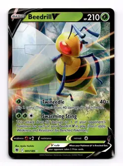 Pokemon TCG Beedrill V Astral Radiance 1/189 Holo Rare - Image 1