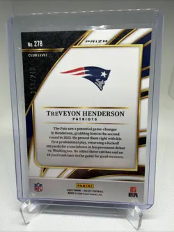 2025 Panini Select - Club Level TreVeyon Henderson Tri-Color Prizm /249 RC - Image 2