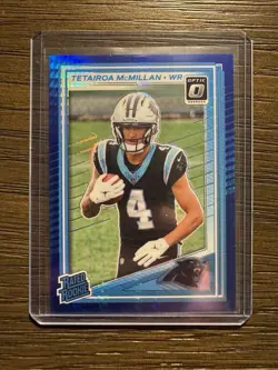 2025 Panini Donruss Optic - RR Tetairoa McMillan #209 Blue Hyper Prizm (RC) - Image 1