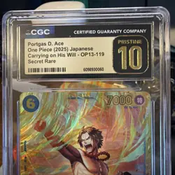 PRISTINE CGC Portgas D. Ace Carrying on His Will OP13-119 SR CGC 10 One Piece - Image 2