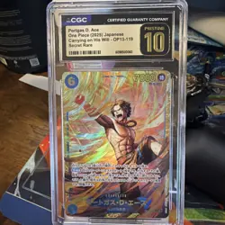 PRISTINE CGC Portgas D. Ace Carrying on His Will OP13-119 SR CGC 10 One Piece - Image 3