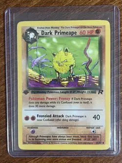 [LP+/NM] 2000 Pokemon Team Rocket Dark Primeape 1st Edition #43/82 Uncommon - Image 1