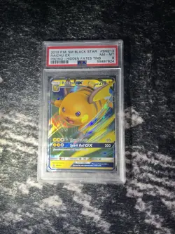 Pokemon TCG Raichu GX SM213 Hidden Fates Black Star Promo EN Holo PSA 8 - Image 1