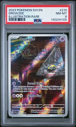 2023 POKEMON SVI EN-SCARLET & VIOLET ILLUSTRATION RARE #210 DROWZEE Holo PSA 8 - Image 1