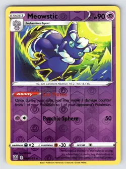 Meowstic 061/163 Rare Battle Styles Pokemon Reverse Holo Lightly Played - Image 1