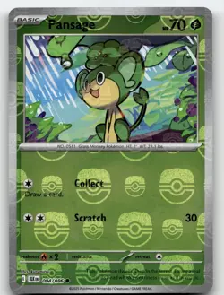 PANSAGE (MASTER BALL PATTERN) 004/086 COMMON BLACK BOLT POKEMON NEAR MINT - Image 2