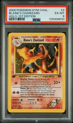 BLAINE'S CHARIZARD Gym Challenge 1st Edition Holo #2 PSA 6 Vintage Pokemon - Image 1