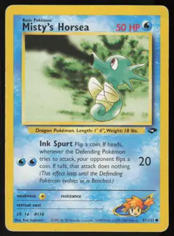 Misty's Horsea 87/132 Common Gym Challenge Pokemon Unlimited Damaged - Image 1