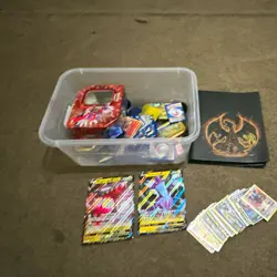 Pokemon TCG Mixed Lot: Holo Cards, Binder/Pages & Storage Tins - Image 1