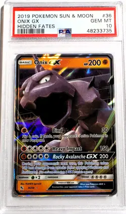 2019 POKEMON SUN & MOON HIDDEN FATES #36 ONIX GX PSA 10 LOW POP - Image 1