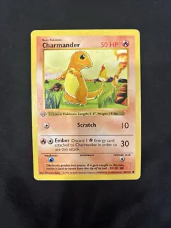 CHARMANDER Pokemon Card - WOTC 1st Edition Base Set Shadowless 46/102 Regular MP - Image 1