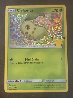 Chikorita 2/25 Holo 2021 Pokemon 25th Anniversary McDonalds Promo TCG NM - Image 1