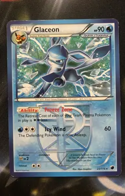Pokemon TCG Glaceon Team Plasma 23/116 Plasma Freeze Regular Eng Rare 2013 - Image 1
