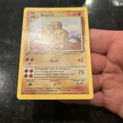 Dugtrio 1st Edition Base Set Rare Pokemon Card 19/102 70 HP English 1999 - Image 2