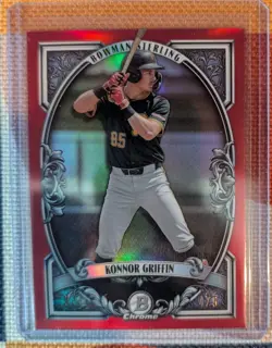 2026 Bowman Chrome Konnor Griffin Red Refractor Bowman Sterling 4/5 SSP Pirates - Image 1