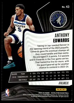 Anthony Edwards 2023-24 Panini Revolution #43 Avalanche Timberwolves Card - Image 2