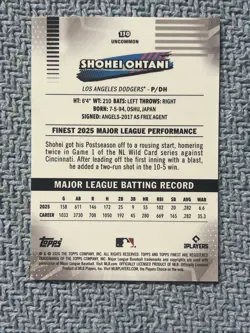 2026 Topps Finest Baseball - Shohei Ohtani Uncommon Card #150 - Image 2