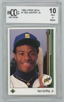 1989 Upper Deck Ken Griffey Jr RC #1 Rookie BCCG 10 Seattle Mariners Card - Image 1