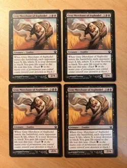 Magic the Gathering MTG 4x Gray Merchant of Asphodel Theros NM Playset - Image 1