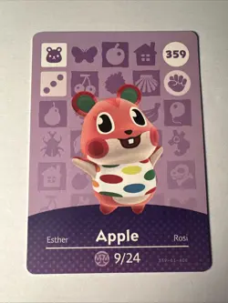 359 Apple Amiibo Card 359 Series 4 Animal Crossing Nintendo Switch NA Region - Image 1