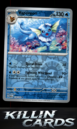 Reverse Holofoil Vaporeon 134/165 Pokemon Rare SV: Scarlet & Violet 151 Card NM - Image 1