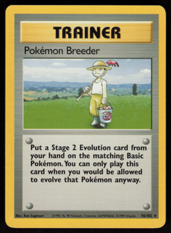 Pokemon Breeder 76/102 Rare Base Set Unlimited Pokemon LP - Image 1