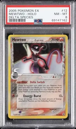 2005 POKEMON EX DELTA SPECIES #12 MEWTWO-HOLO PSA 8 - Image 1