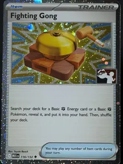 SWIRL 🌀 Fighting Gong 116/132 Cosmos Holo Pokemon Play! Prize Pack Play Stamp - Image 1