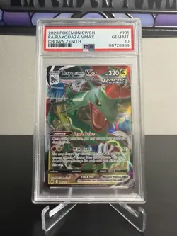 2023 POKEMON SWORD & SHIELD CROWN ZENITH #101 FULL ART/RAYQUAZA VMAX PSA 10 - Image 2