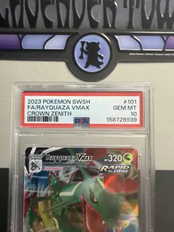 2023 POKEMON SWORD & SHIELD CROWN ZENITH #101 FULL ART/RAYQUAZA VMAX PSA 10 - Image 4