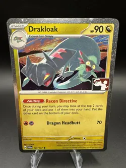 Play! Pokemon Prize Pack 6 Twilight Masquerade Cosmo Holo 129/167 Drakloak - NM - Image 1